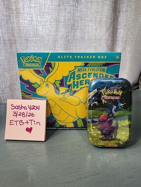 SOLD.   Ascended Heroes Elite Trainer Box And Mini Tin Factory Sealed
